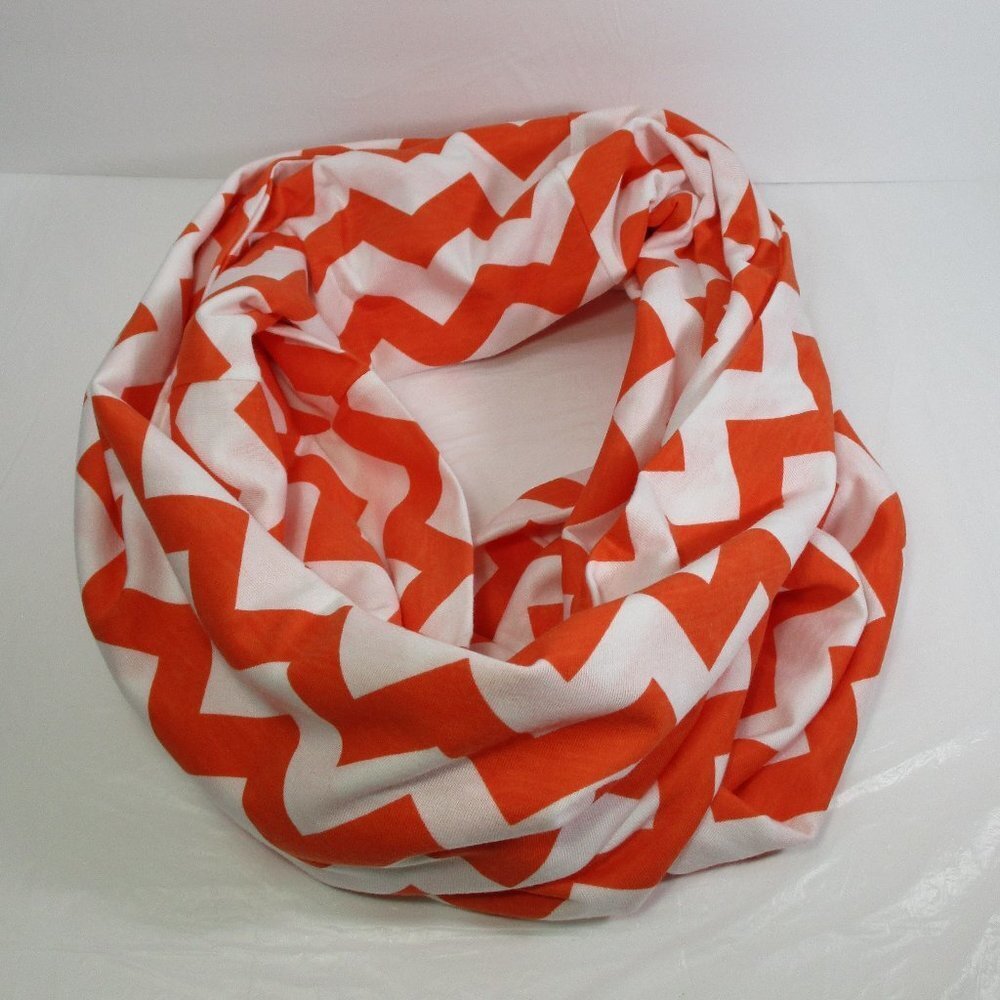 NWOT. Orange-White Infinity Scarf - Picture 4 of 5